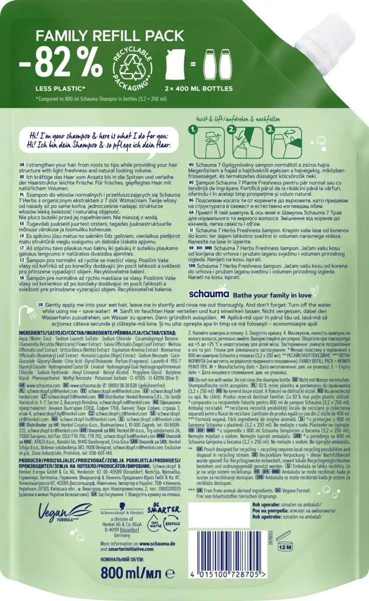 Bild 2 von Schauma Shampoo 7 Kräuter Nachfüllpack, 800 ml