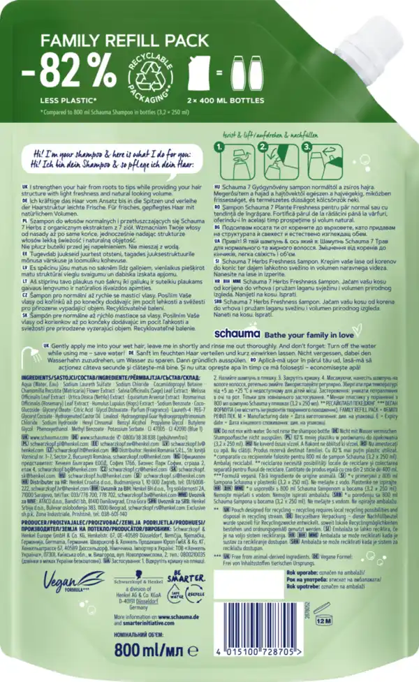 Bild 2 von Schauma Shampoo 7 Kräuter Nachfüllpack, 800 ml