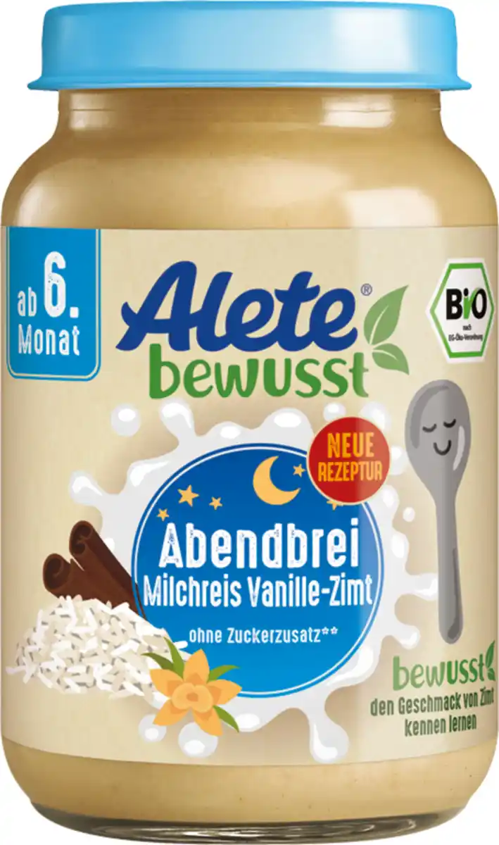 Bild 1 von Alete bewusst Bio Abendbrei Milchreis Vanille-Zimt, 190 g