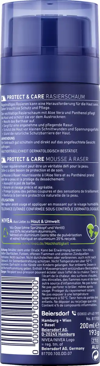 Bild 2 von NIVEA MEN Protect+Care Rasierschaum, 200 ml
