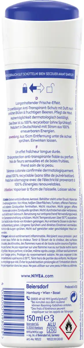 Bild 2 von NIVEA Fresh Sensation Anti-Transpirant Spray, 150 ml