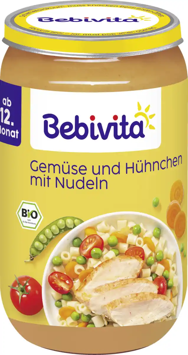 Bild 1 von Bebivita Bio Gemüse und Hühnchen mit Nudeln ab 12. Monat, 250 g