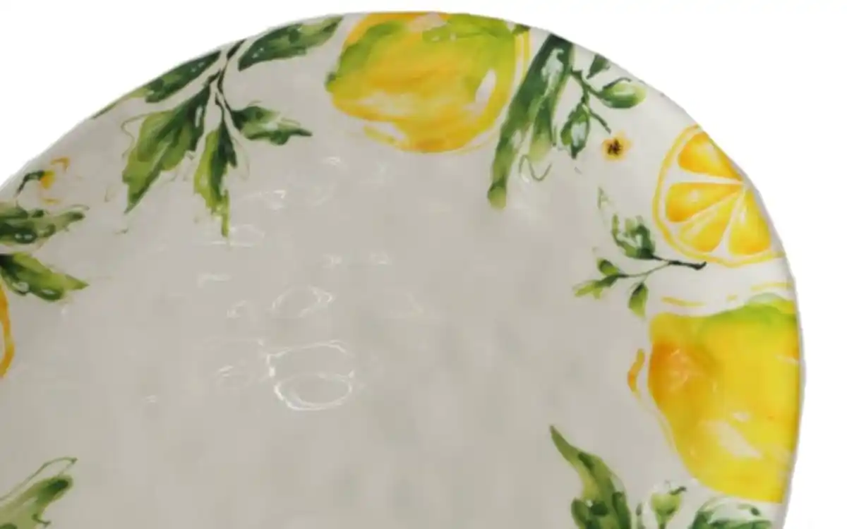 Bild 3 von Servierplatte Lemony, gelb/weiß/grün, 31 cm