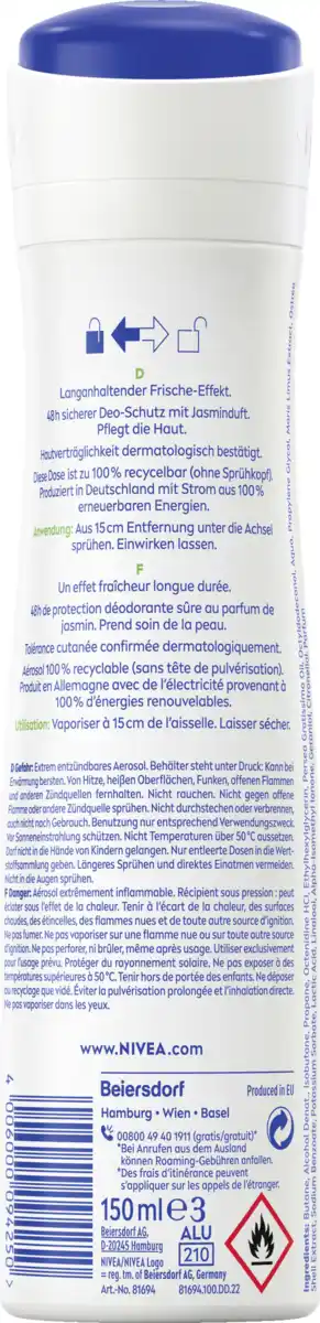 Bild 2 von NIVEA Fresh Pure Deodorant Spray, 150 ml