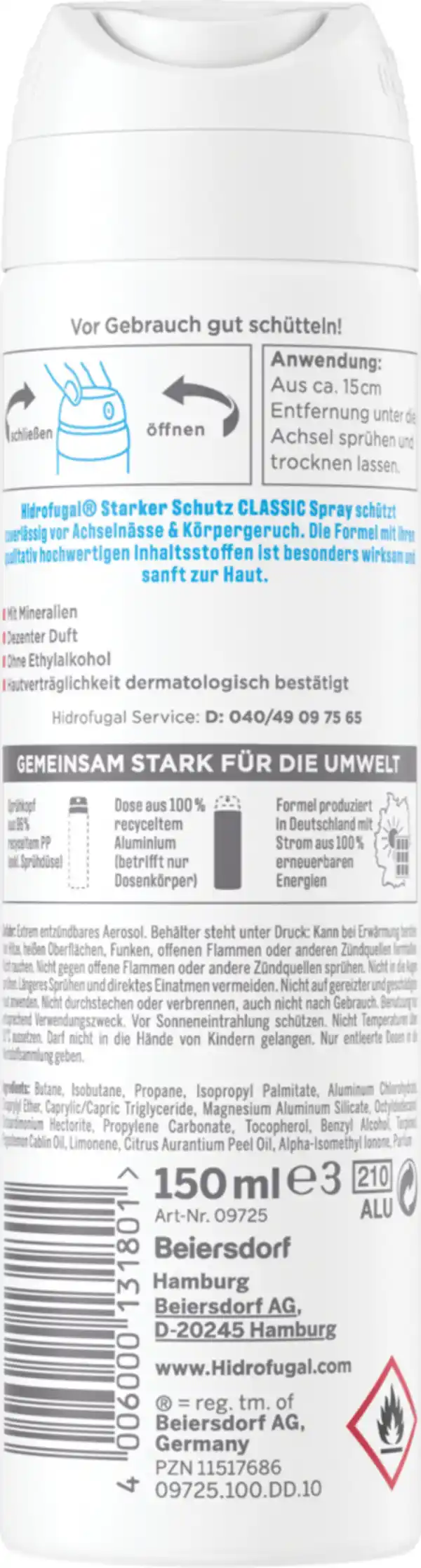 Bild 2 von Hidrofugal Classic Anti-Transpirant Spray, 150 ml