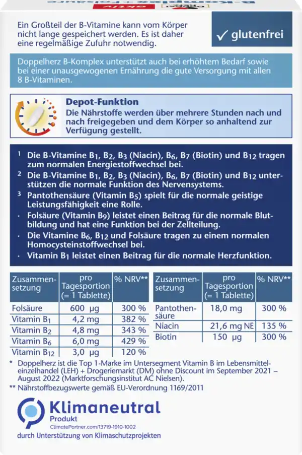 Bild 4 von Doppelherz aktiv B-Komplex + Folsäure Mini-Tabletten, 13,7 g