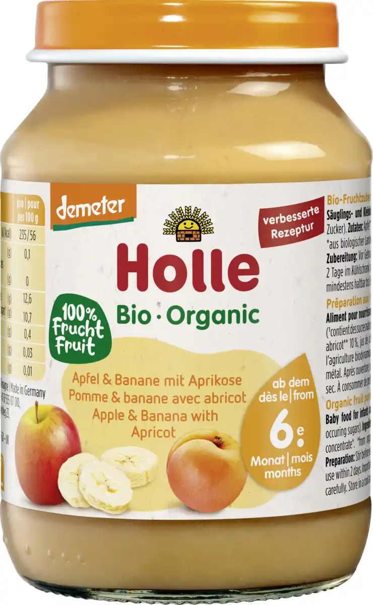 Bild 1 von Holle Apfel & Banane mit Aprikose ab dem 6. Monat, 190 g