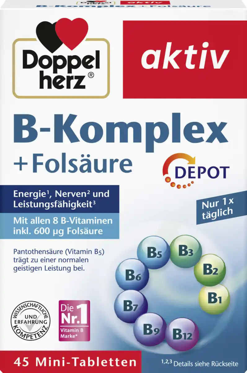Bild 1 von Doppelherz aktiv B-Komplex + Folsäure Mini-Tabletten, 13,7 g