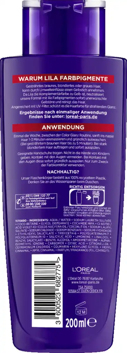 Bild 2 von L’Oréal Paris Elvital Color Glanz Purple Shampoo 200ml, 200 ml