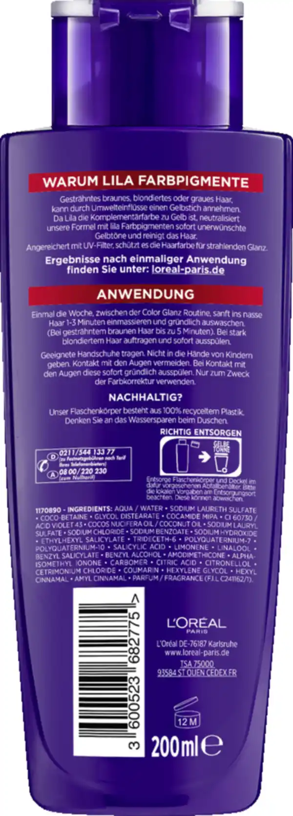 Bild 2 von L’Oréal Paris Elvital Color Glanz Purple Shampoo 200ml, 200 ml