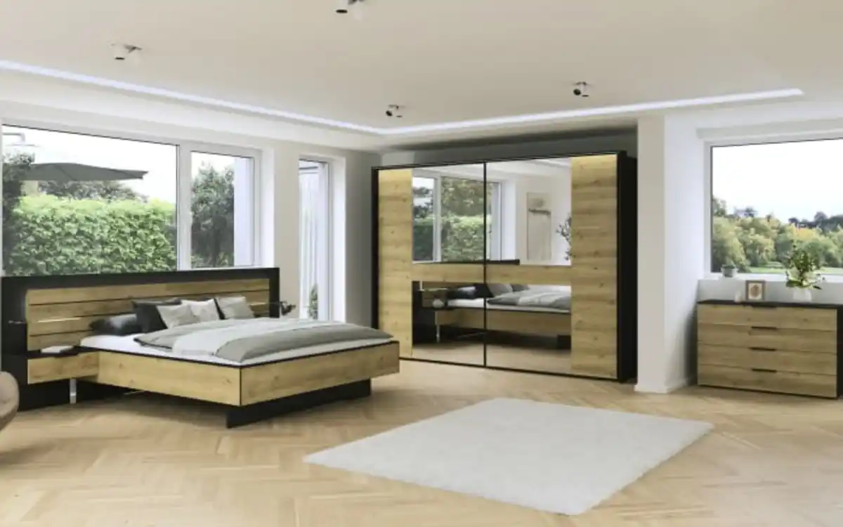 Bild 4 von Wiemann - Schwebetürenschrank Ventura, Asteiche Nachbildung/schwarz, 301 x 223 cm