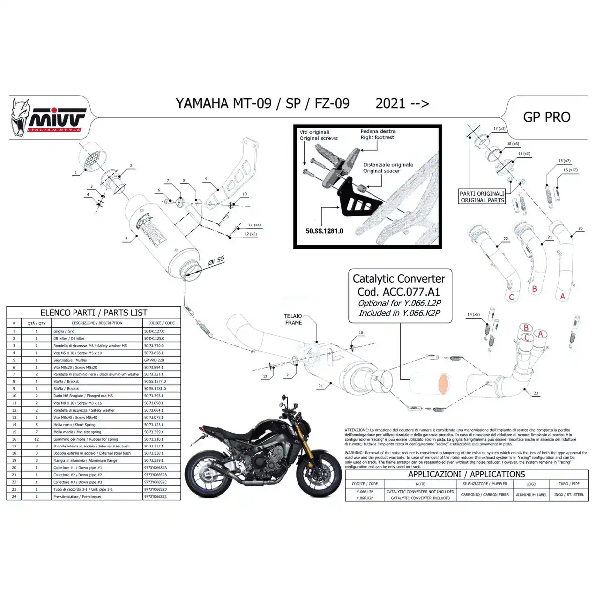 Bild 3 von MIVV GP Pro Auspuff 3-1 Y.066.K2P Carbon für Yamaha MT-09 2021-
