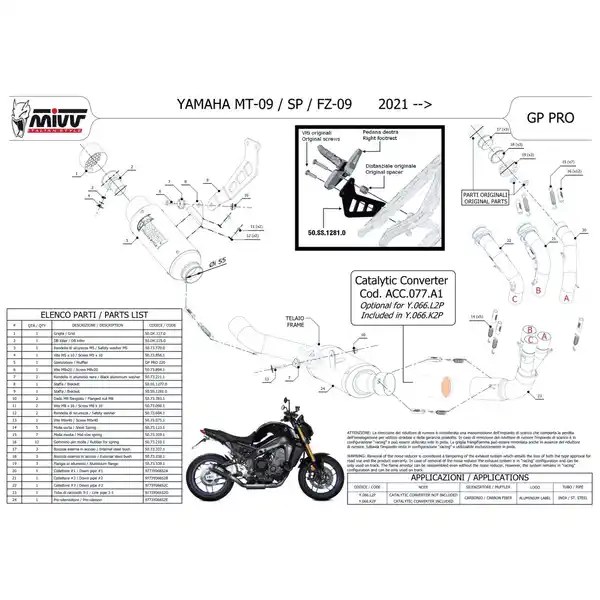 Bild 3 von MIVV GP Pro Auspuff 3-1 Y.066.K2P Carbon für Yamaha MT-09 2021-