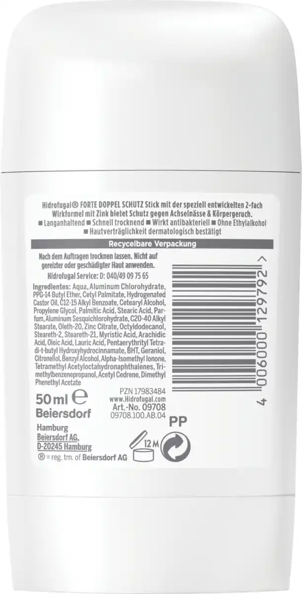 Bild 2 von Hidrofugal FORTE Doppel Schutz Anti-Transpirant Stick, 50 ml