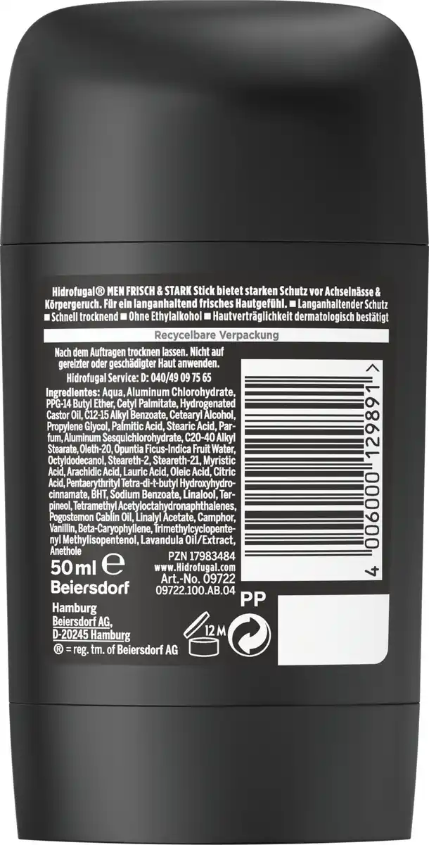 Bild 2 von Hidrofugal MEN Frisch Stark Anti-Transpirant Stick, 50 ml