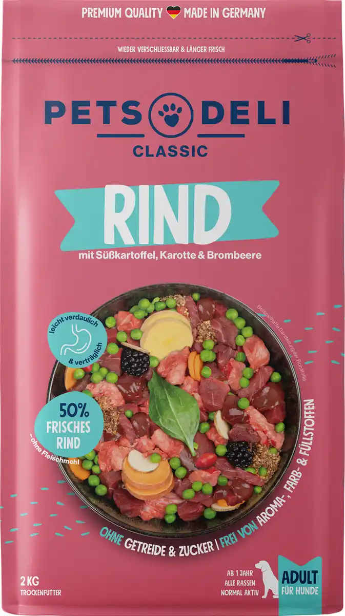 Bild 1 von Pets Deli Trockenfutter Rind mit Süsskartoffel, Karotte & Brombeere, 2 kg