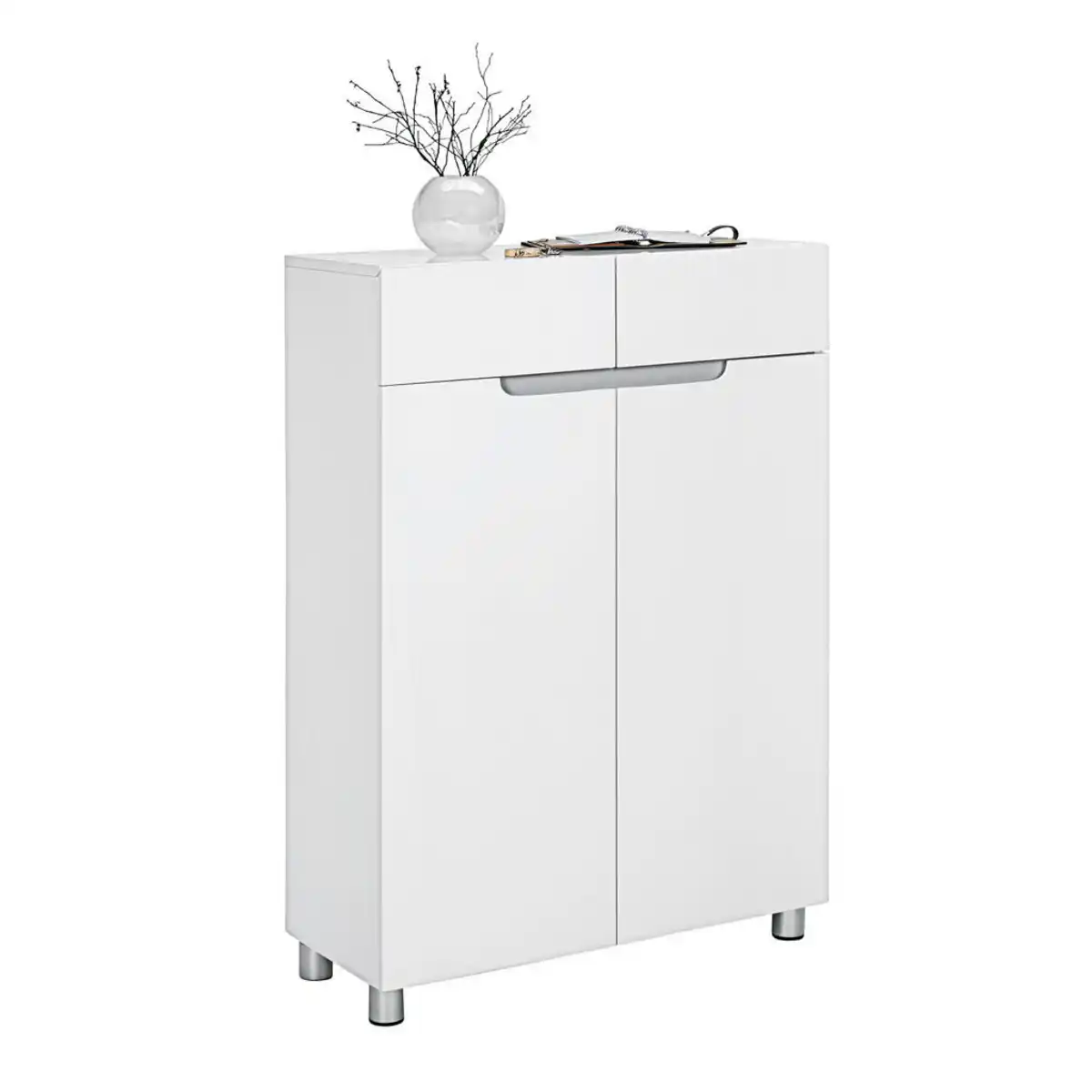 Bild 1 von Xora Schuhschrank, Grau, Weiß, Holzwerkstoff, 8 Fächer, 2 Schubladen, 76x105x31 cm, Garderobe, Schuhaufbewahrung, Schuhschränke