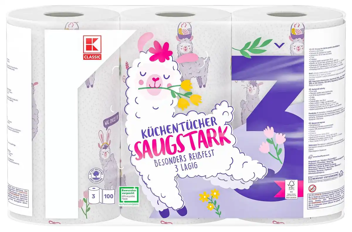 Bild 1 von K-CLASSIC Küchentücher Saugstark Limited Edition, Packg. = 3 x 100 Blatt