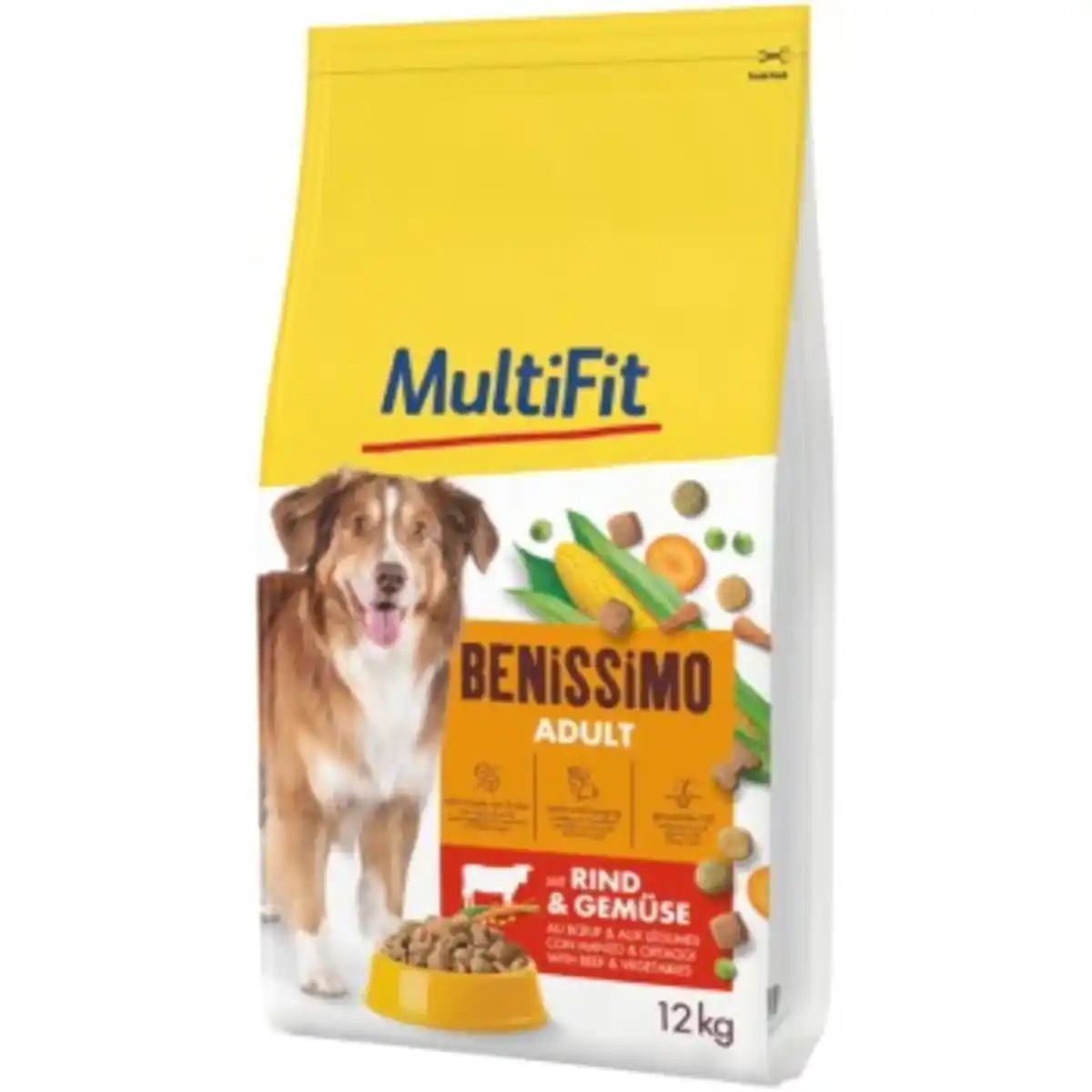 Bild 1 von MultiFit Benissimo Trockenfutter Hund Adult, mit Rind & Gemüse 12 kg