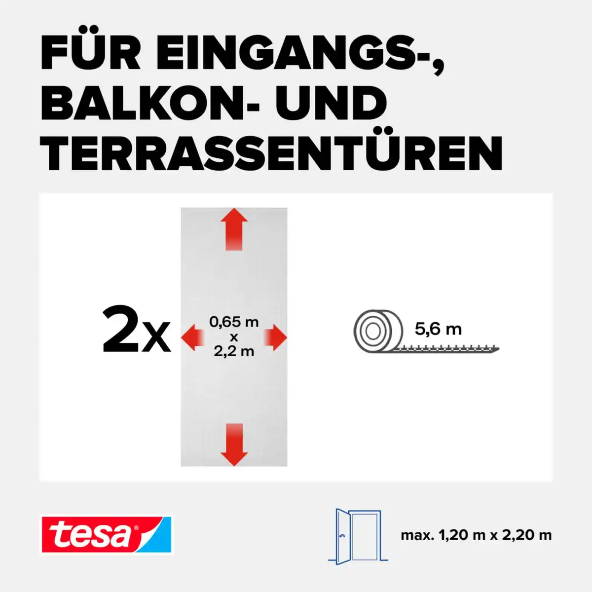 Bild 2 von TESA Fliegengitter für Türen 2 x ca. 0,65 x 2,2 m, 2-St.-Packg.