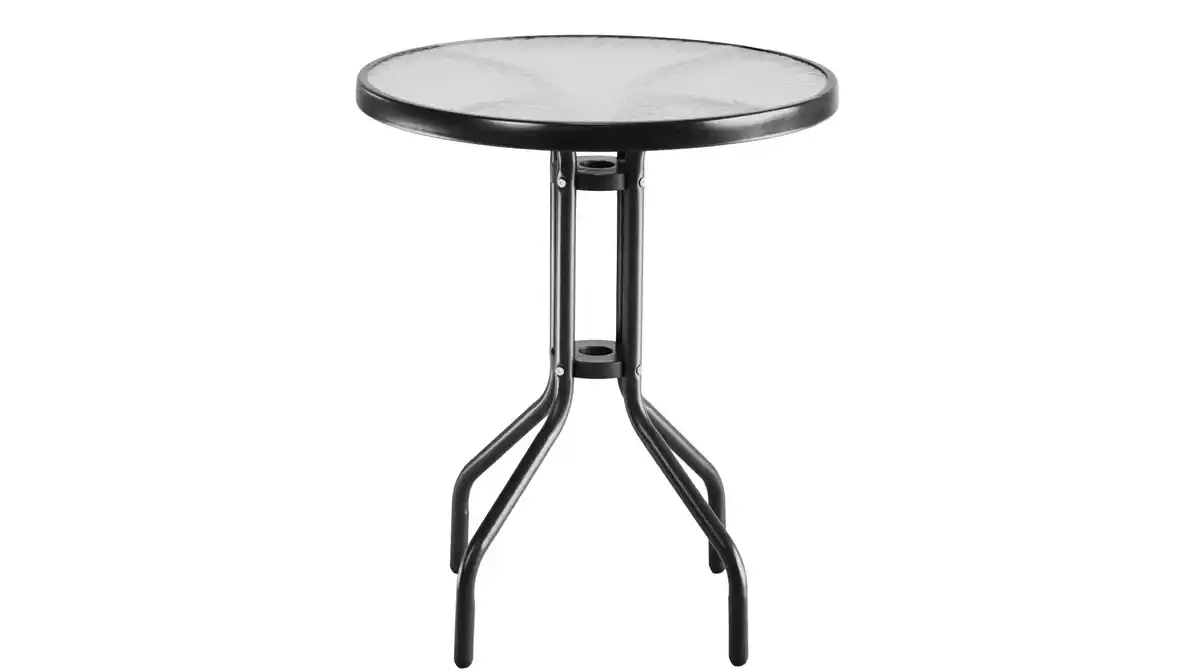 Bild 1 von Gartentisch rund 60 x 60 cm schwarz - mit Glasplatte - TAVORA