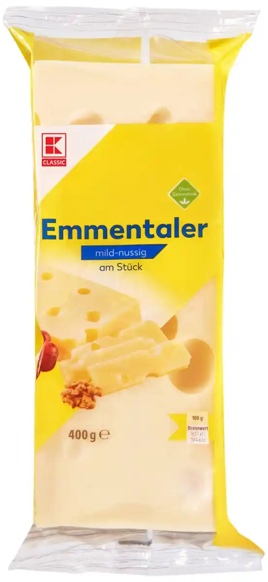 Bild 1 von K-CLASSIC Emmentaler am Stück 45 % Fett i. Tr., 400-g-Packg.