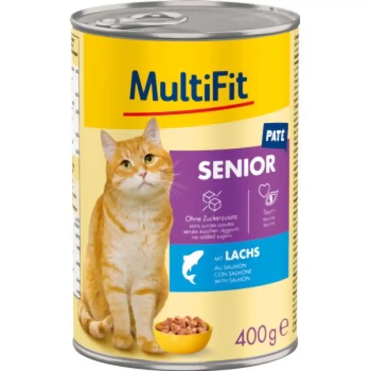Bild 1 von MultiFit Nassfutter Katze Senior, Paté, mit Lachs 6x400 g
