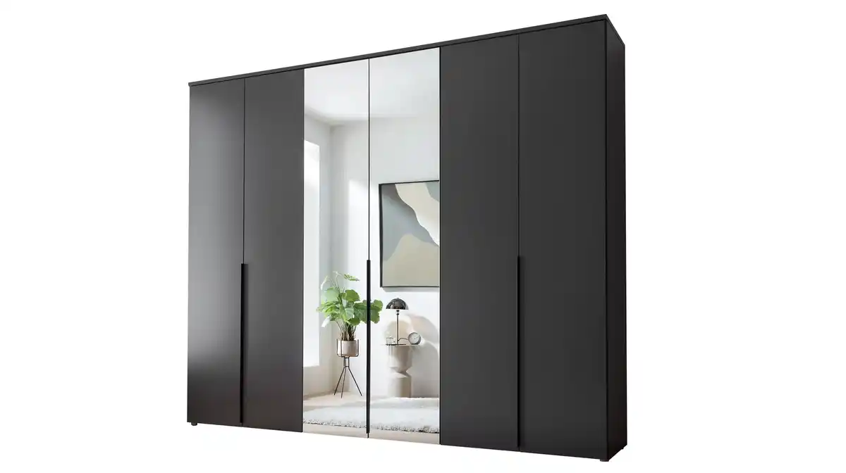Bild 1 von Kleiderschrank mit Spiegel 270 cm graphit - 6-türig - KEVO