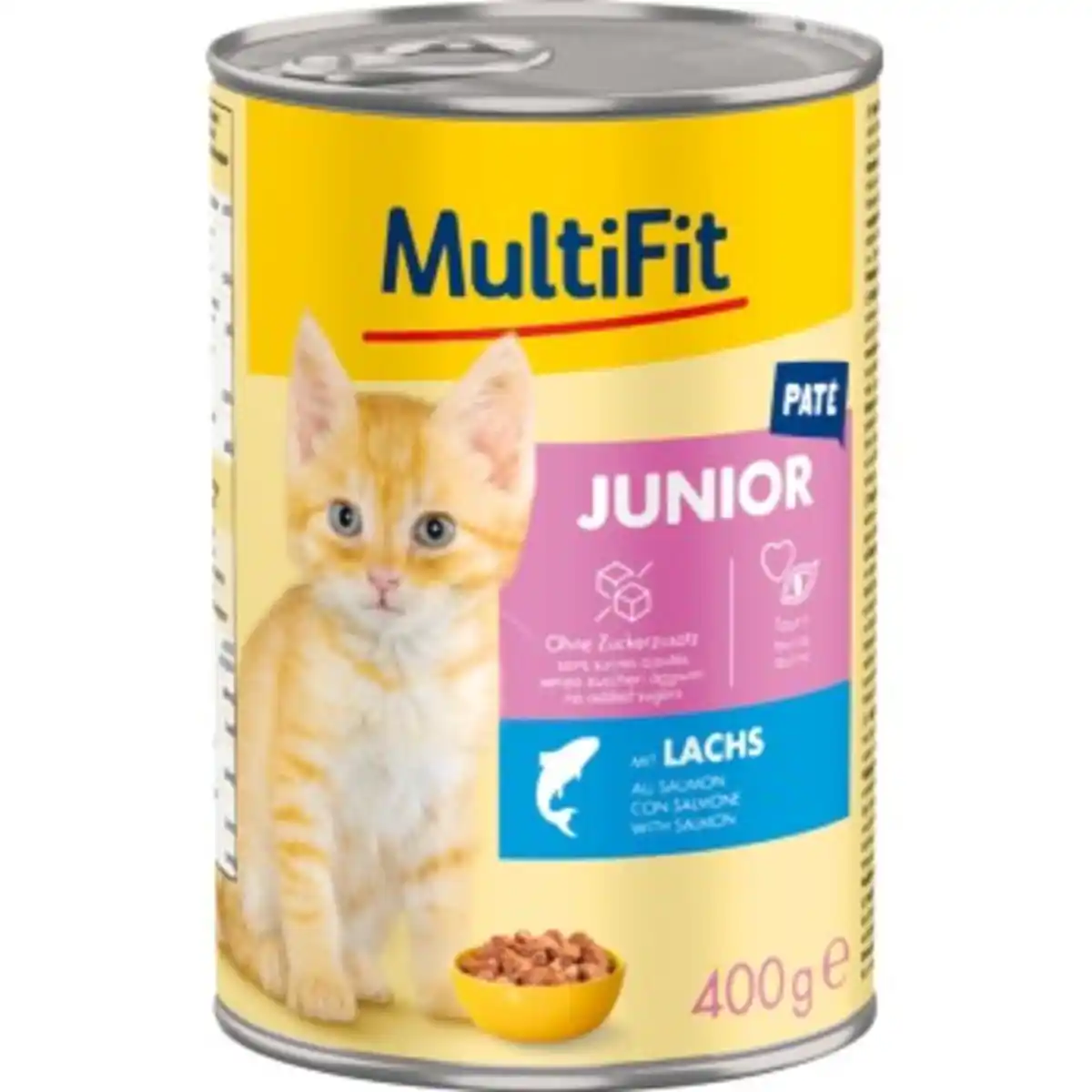 Bild 1 von MultiFit Nassfutter Katze Junior, Paté, mit Lachs 6x400 g