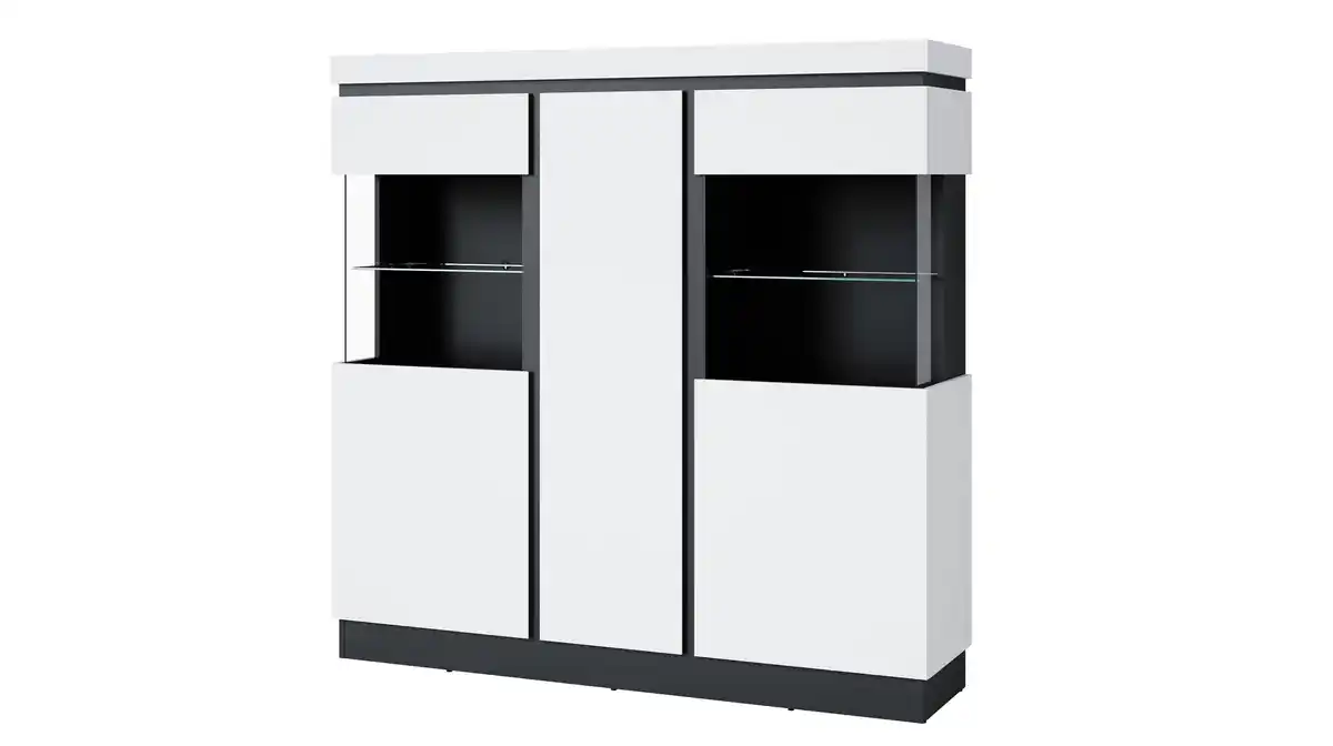 Bild 1 von Vitrine mit 2 Glastüren alpinweiß Breite 167 cm - CAMPANIA