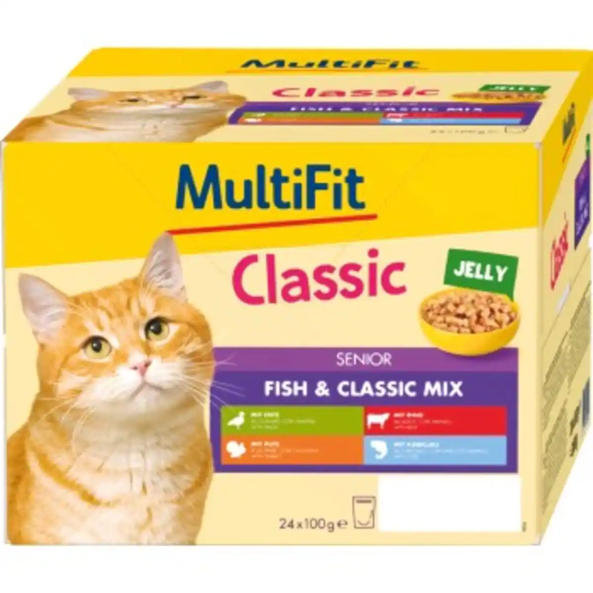 Bild 1 von MultiFit Nassfutter Katze Senior, Fish & Classic Mix - Classic, in Gelee, Multipack 24x100 g