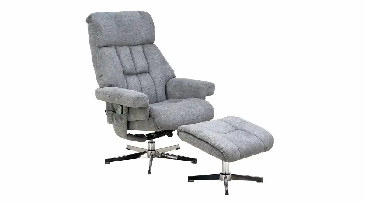 Bild 1 von Relaxsessel mit Hocker grau Microfaser drehbar - NEOL