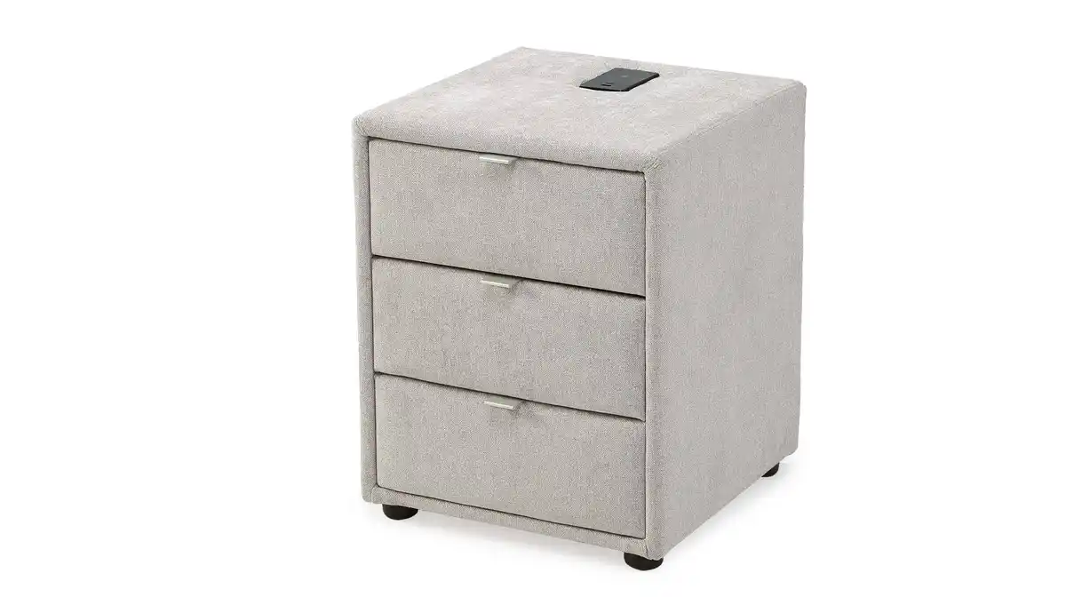 Bild 1 von Nachttisch grau-beige - 44 x 45 cm - mit Ladestation - LIZZY