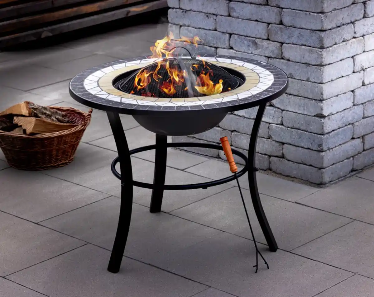 Bild 1 von Feuerstelle Mosaik FOGON inkl. Abdeckung und Zubehör rund Ø 70 x 70 X 54 cm