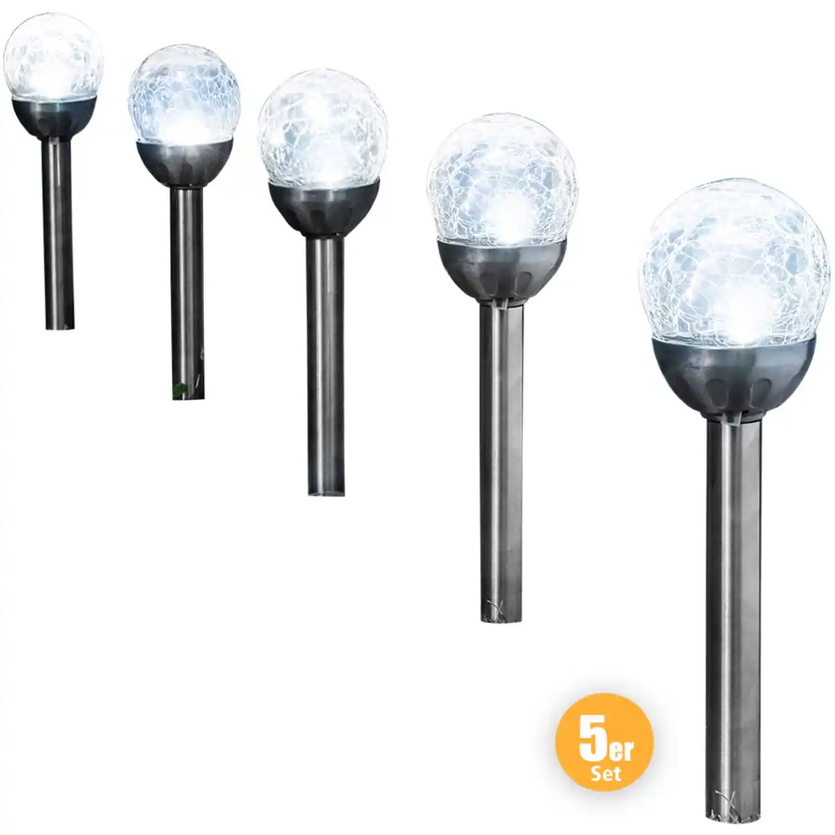 Bild 1 von XXL LED-Solarleuchten "Crashglas", Ø ca. 8 cm - 5er-Set