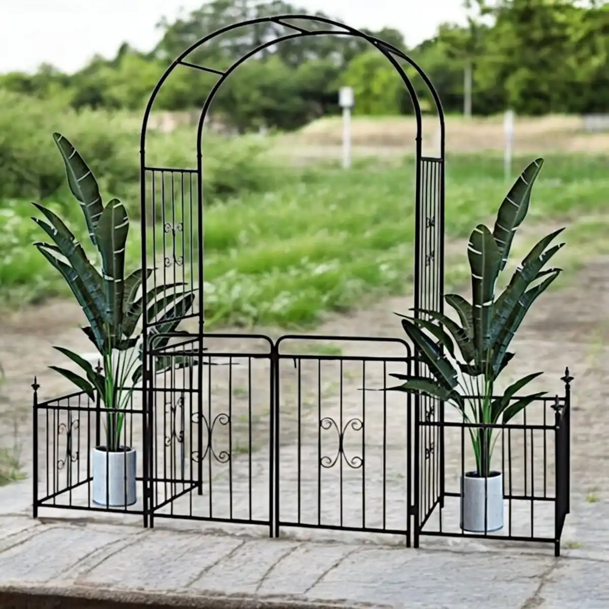 Bild 2 von Gartentor aus Metall, ca. 50 x 200 x 220 cm - Schwarz
