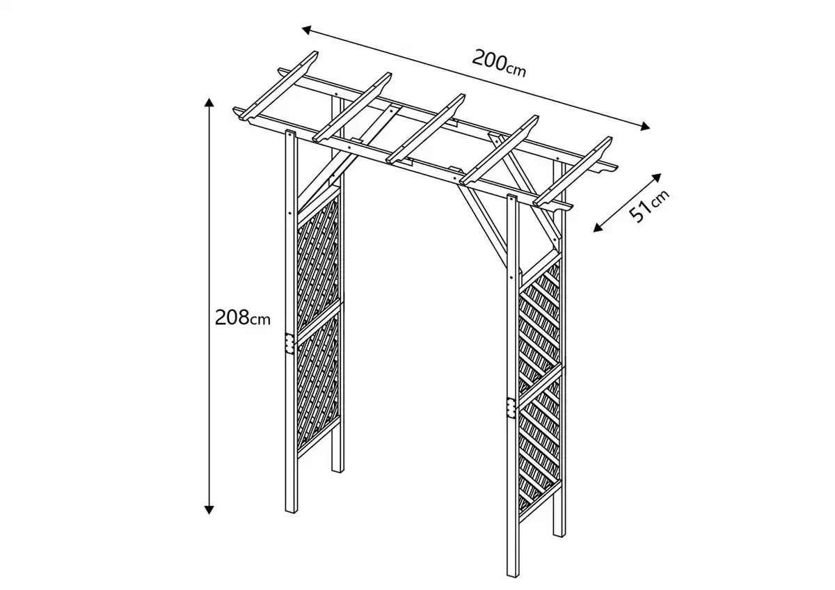 Bild 3 von Rosenbogen aus Holz, ca. 200 x 51 x 208 cm - Grau