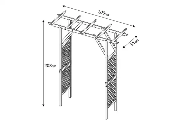 Bild 3 von Rosenbogen aus Holz, ca. 200 x 51 x 208 cm - Grau
