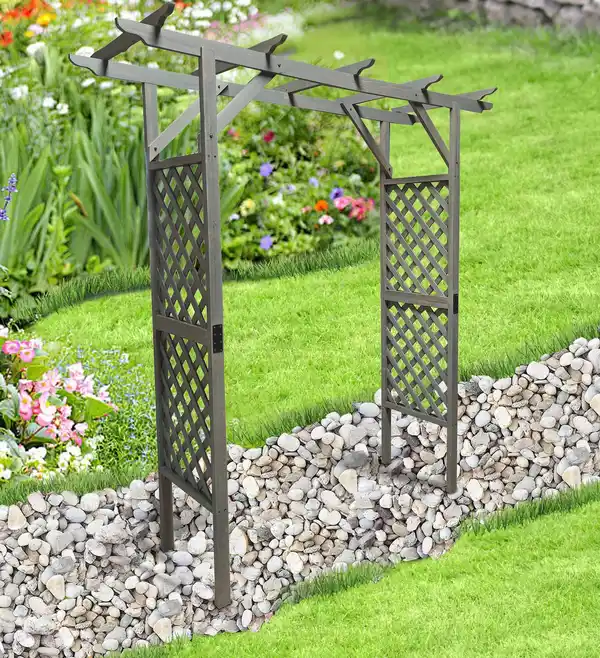 Bild 2 von Rosenbogen aus Holz, ca. 200 x 51 x 208 cm - Grau