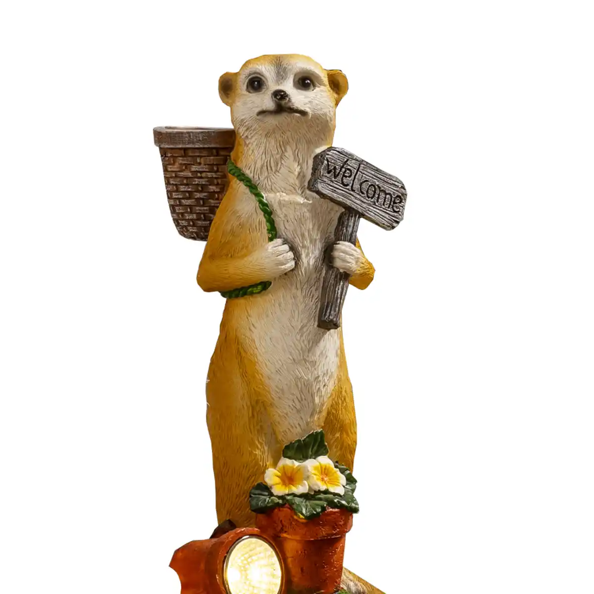 Bild 1 von LED-Solar-Erdmännchen "Mit Korb und Schild "Welcome"