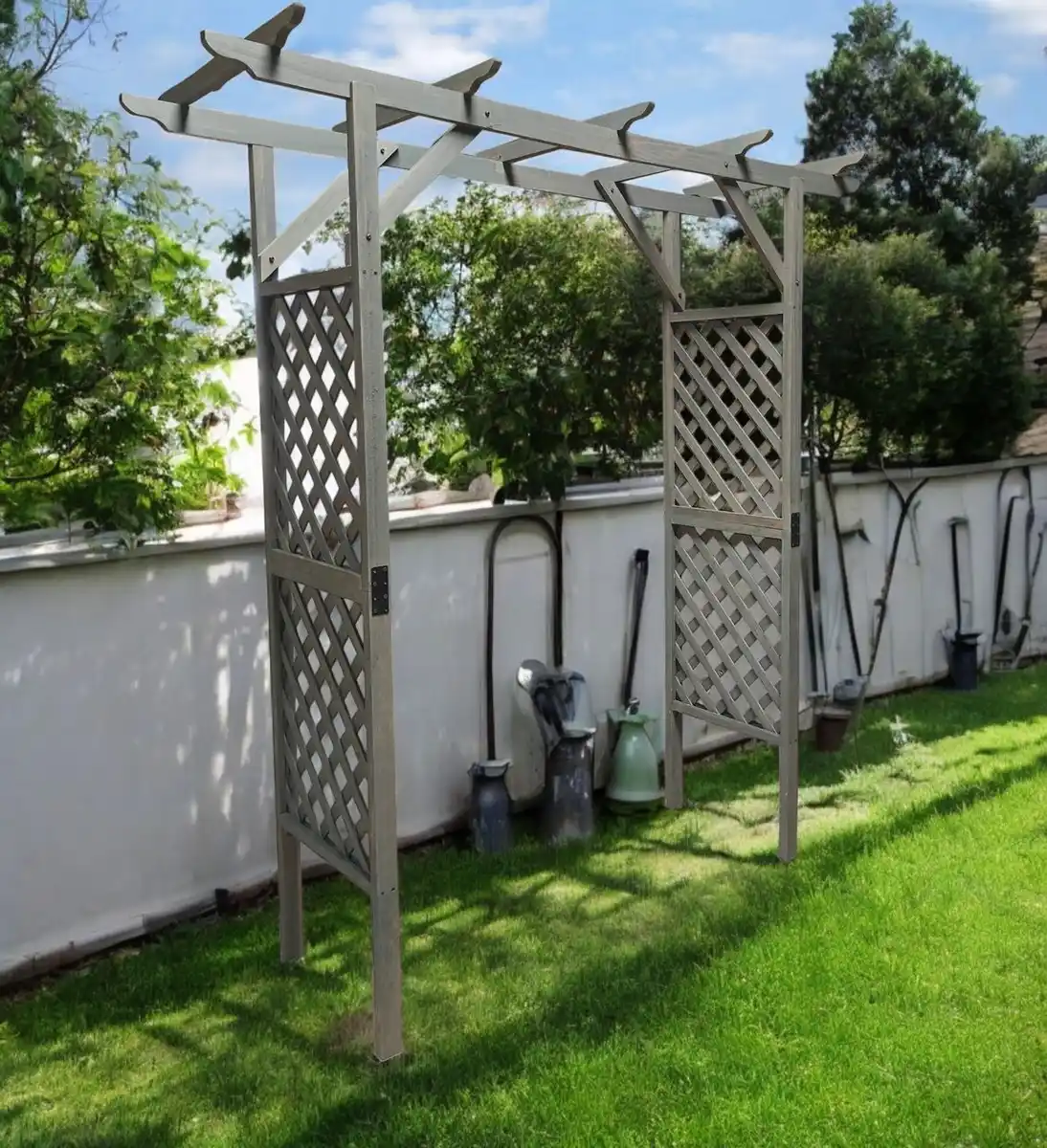 Bild 4 von Rosenbogen aus Holz, ca. 200 x 51 x 208 cm - Grau