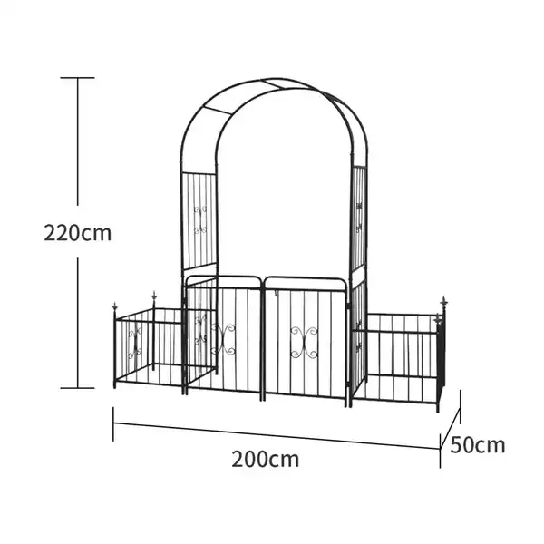 Bild 3 von Gartentor aus Metall, ca. 50 x 200 x 220 cm - Schwarz
