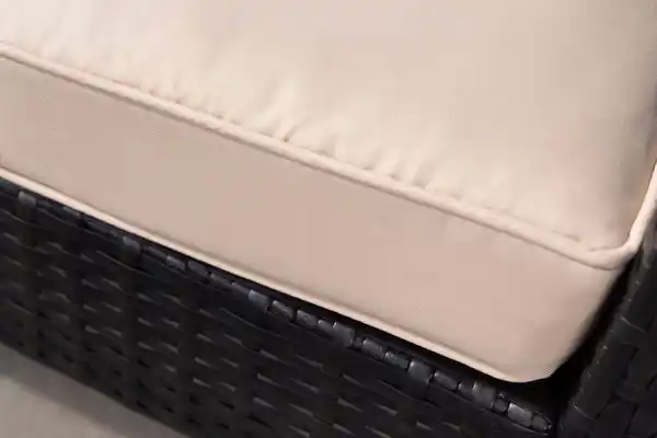 Bild 3 von Gartenmöbelset Rattan-Möbelset Gartenstuhl mit Hocker 5tlg. mit Armlehne aus Akazienholz - beige