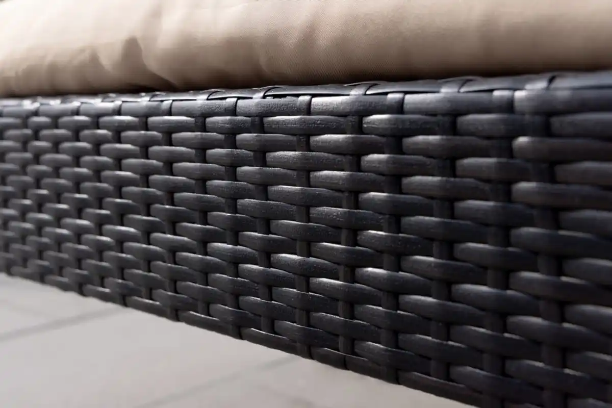 Bild 4 von Gartenmöbelset Rattan-Möbelset Gartenstuhl mit Hocker 5tlg. mit Armlehne aus Akazienholz - beige