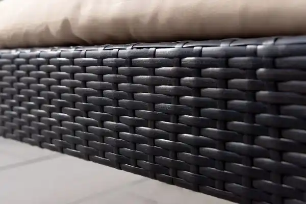 Bild 4 von Gartenmöbelset Rattan-Möbelset Gartenstuhl mit Hocker 5tlg. mit Armlehne aus Akazienholz - beige