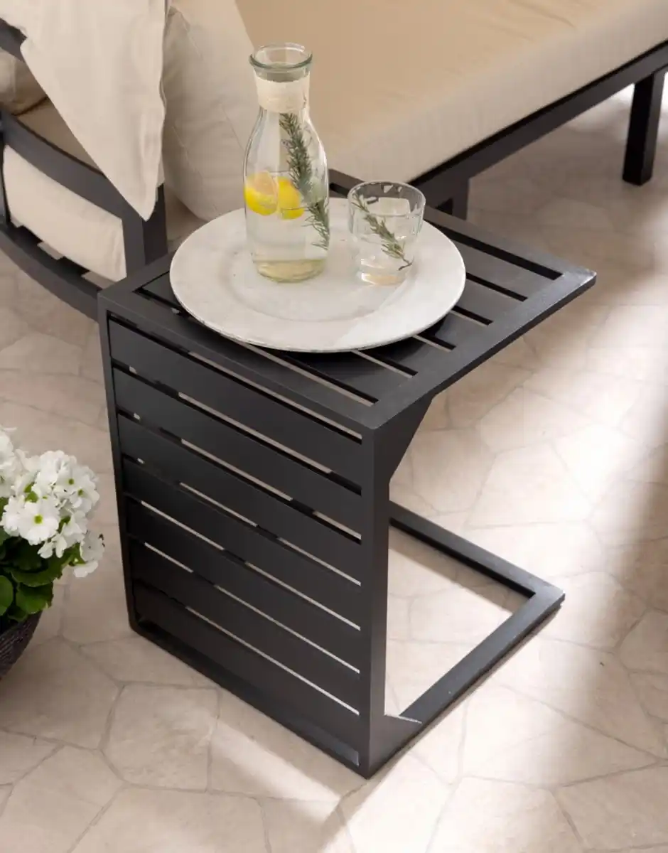 Bild 4 von Alu-Strandkorblounge inkl. 2 integriertem Tisch & Sonnendach und Kissen, creme