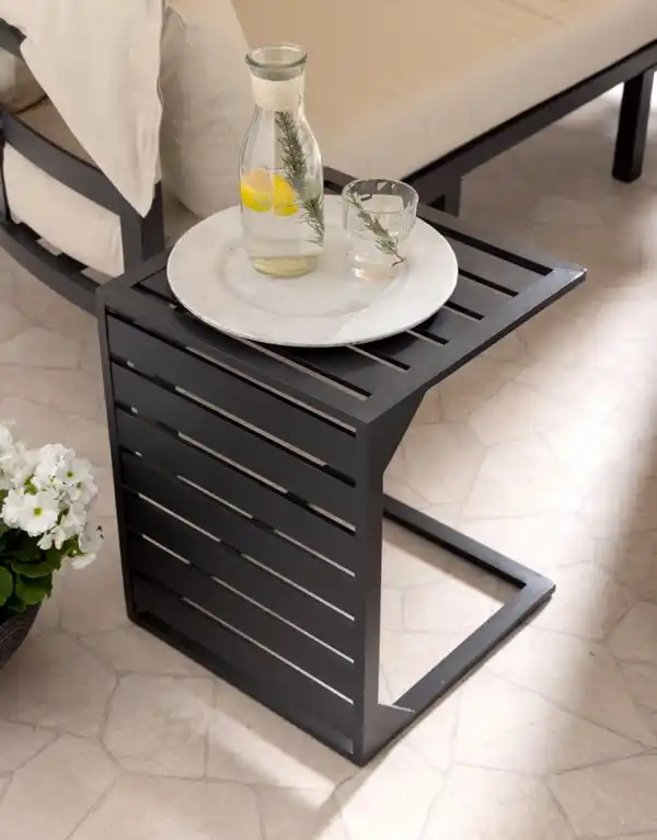 Bild 4 von Alu-Strandkorblounge inkl. 2 integriertem Tisch & Sonnendach und Kissen, creme