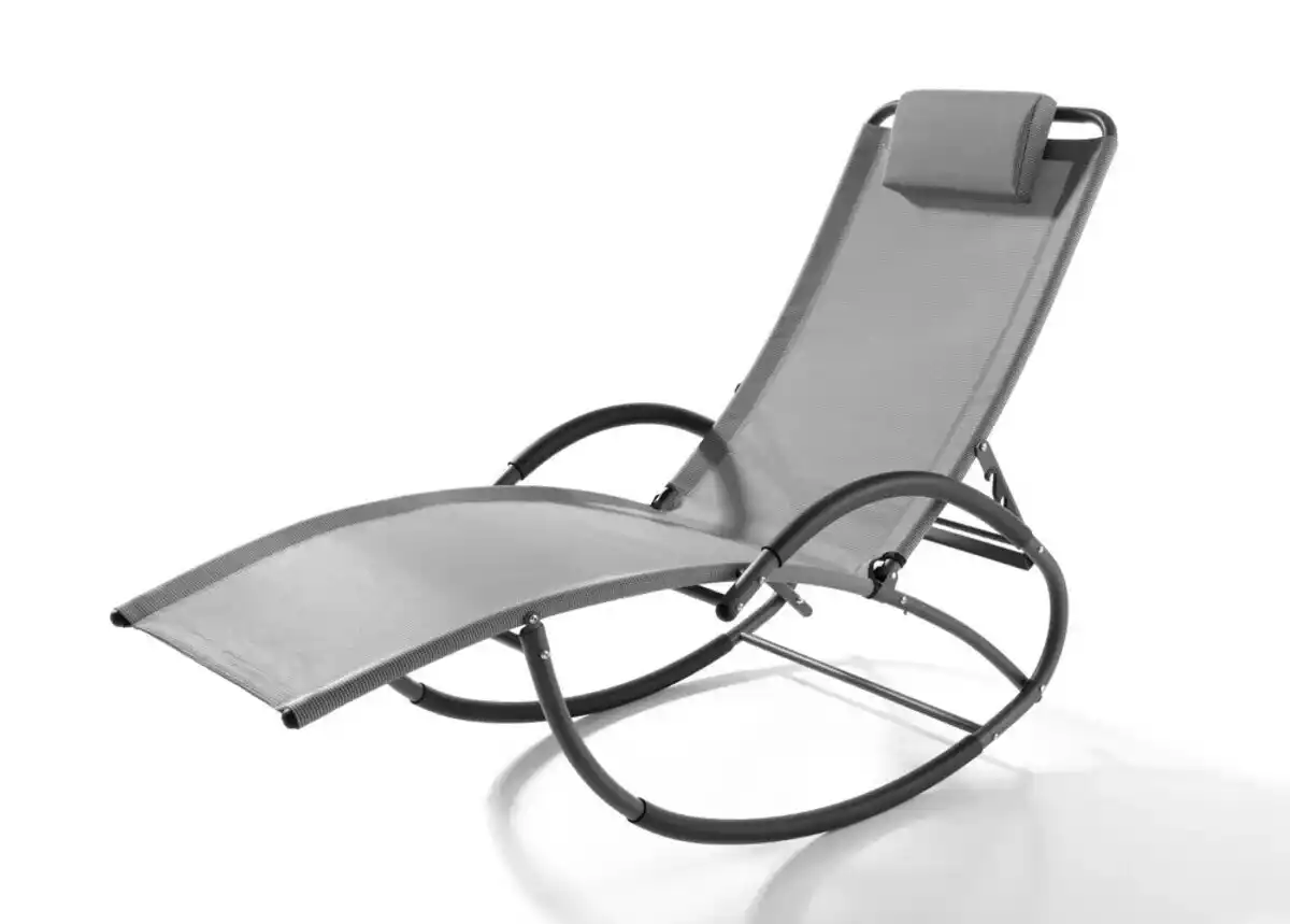 Bild 1 von Schaukelliege mit Kissen verstellbar, ca. 177-143 x 63 x 64-106 cm - Grau