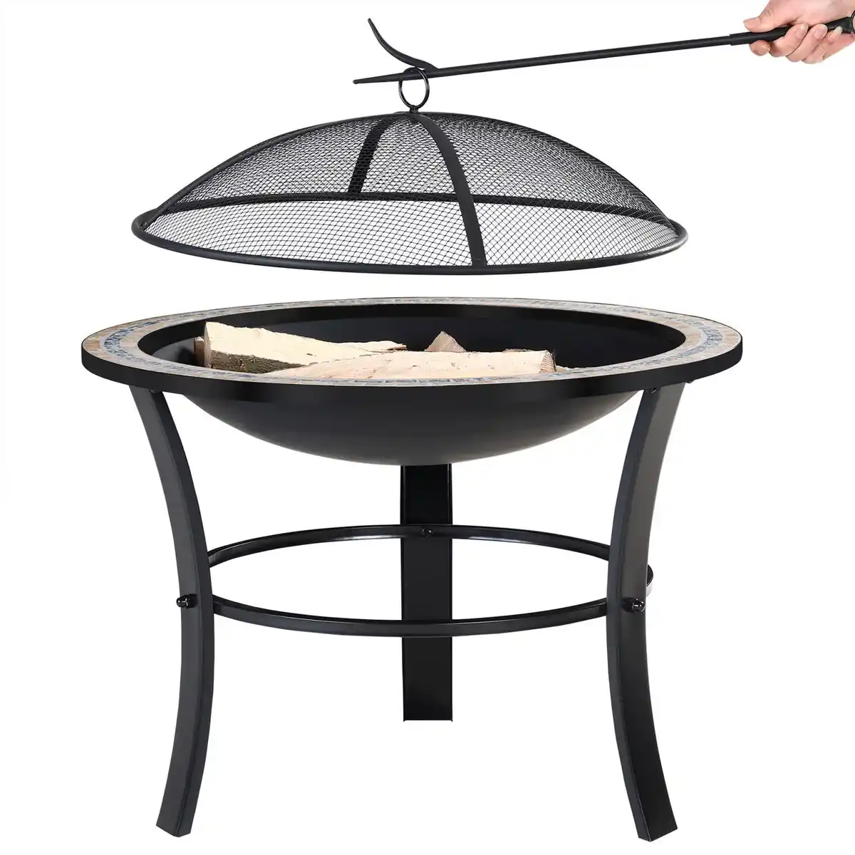 Bild 4 von Feuerstelle Mosaik FOGON inkl. Abdeckung und Zubehör rund Ø 70 x 70 X 54 cm