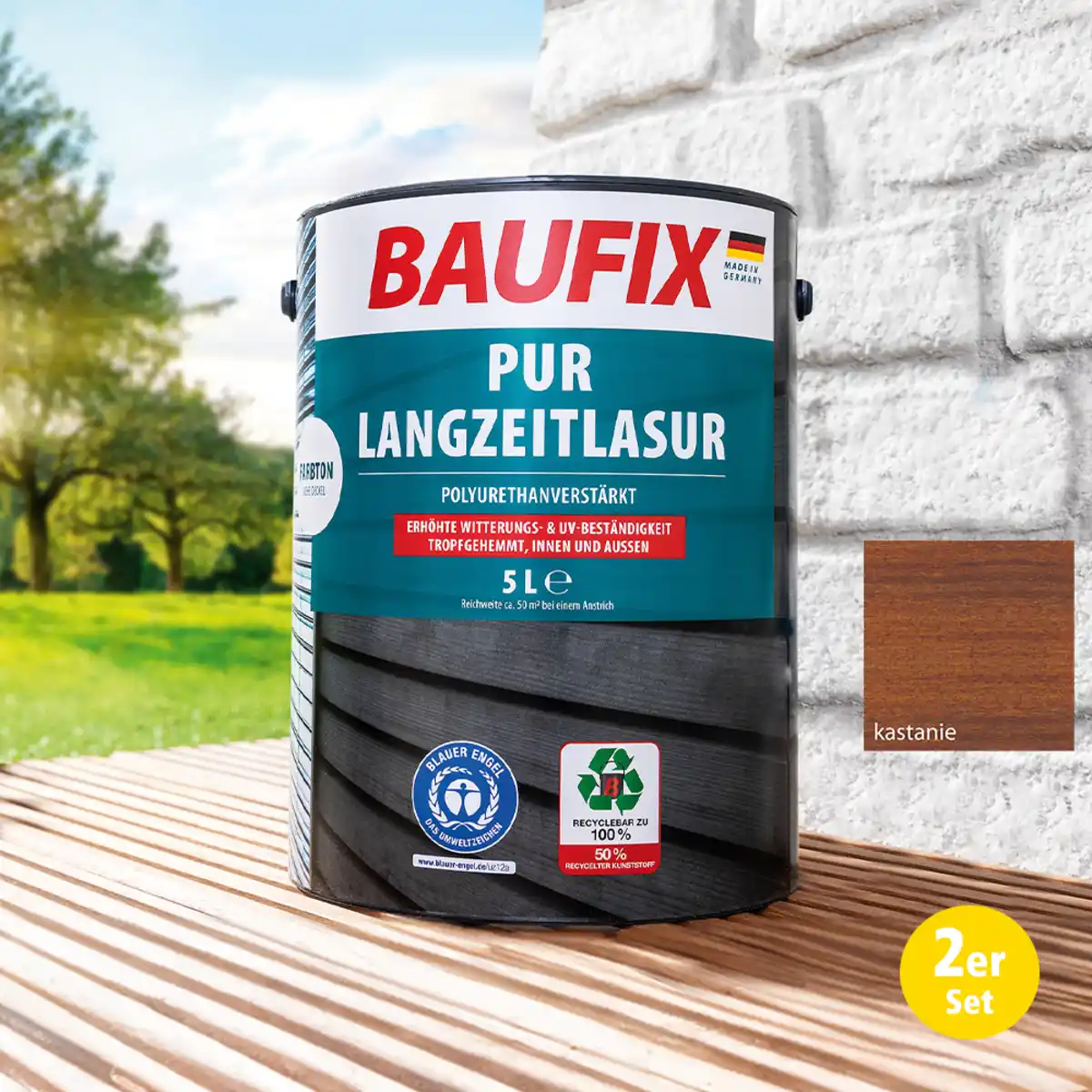 Bild 1 von PUR Langzeitlasur kastanie 5L 2er- Set